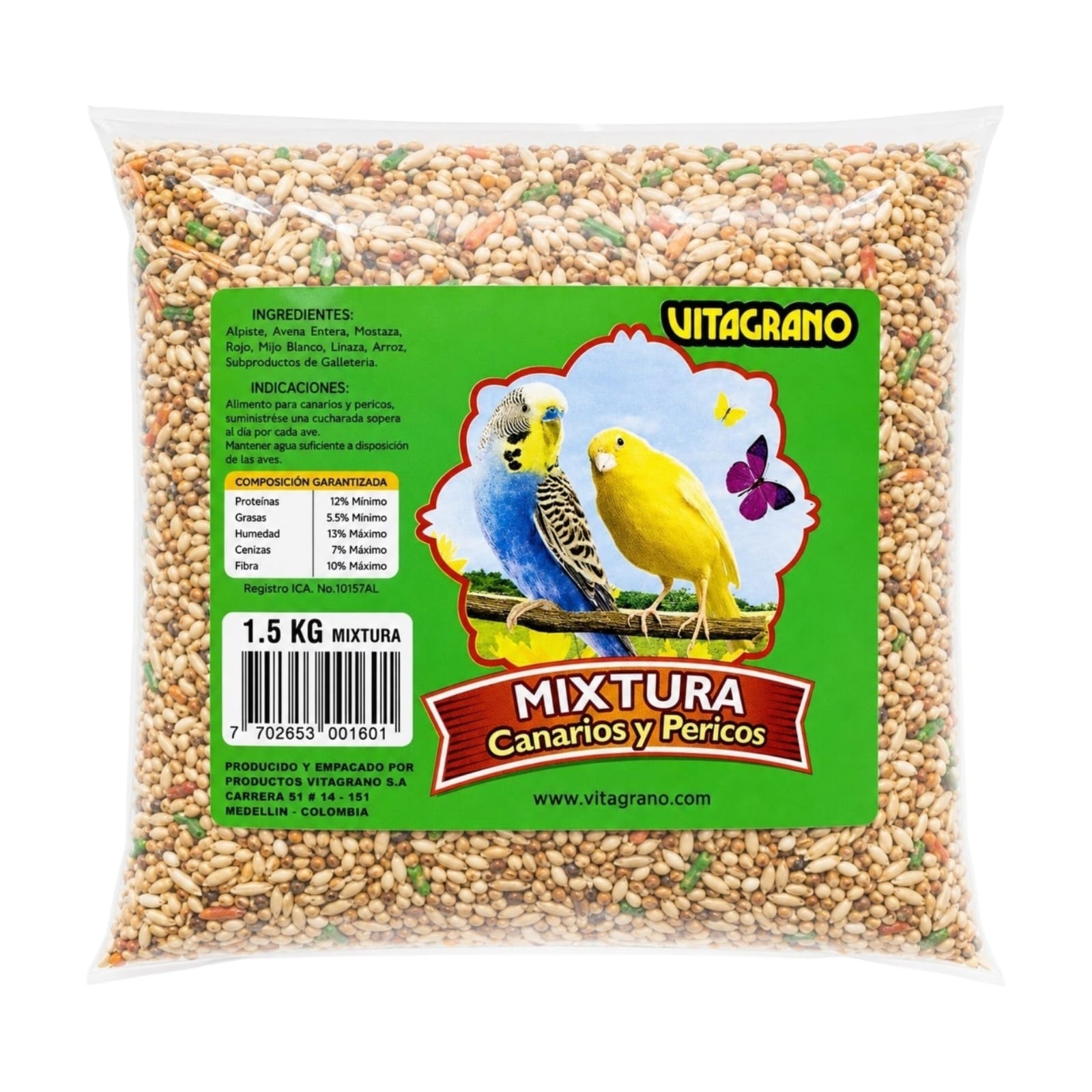 Mixtura para Canarios y Pericos de Vitagrano 1,5 Kg